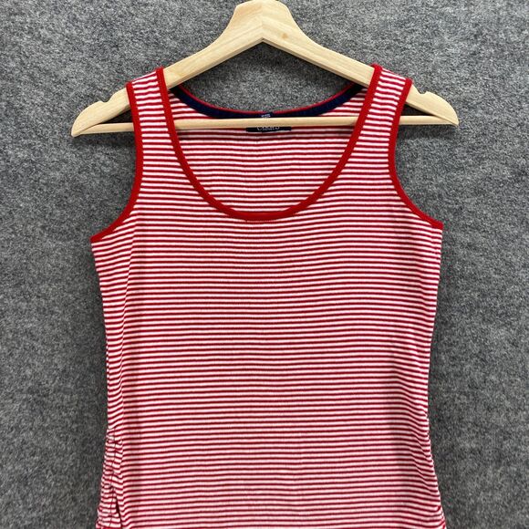 Chaps Activewear Tank Women S Small Red Striped Cotton Sleeveless Round Neck - Picture 3 of 9